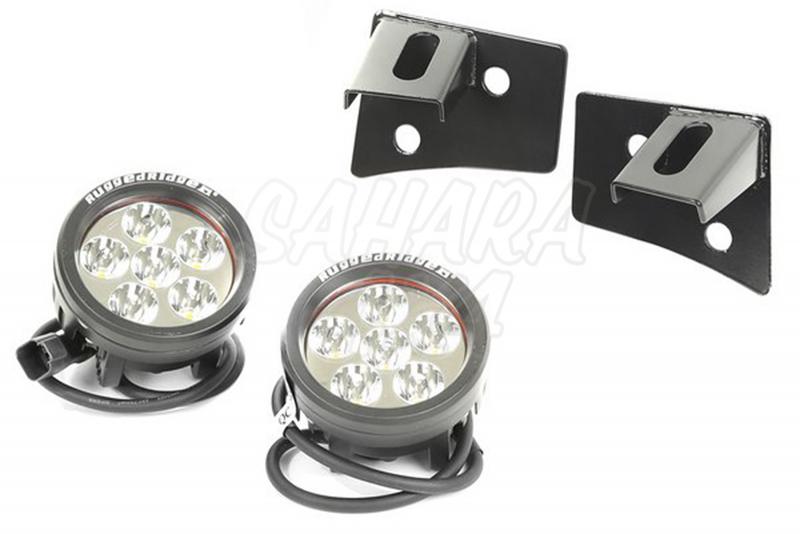 Kit focos Led mas soportes en marco parabrisas JK - No homologable