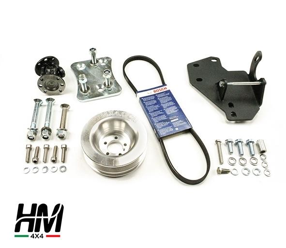 Kit para adaptar direccin asistida (sin caja de direccin) para Suzuki Samurai 1.3 - Este es el kit de montaje para instalar direccin asistida en Suzuki Samurai 1.3 (INCLUYE polea doble, soporte  bomba, soporte caja, adaptador caa, correa y tornillera)