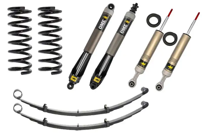 Suspension Kit +5cm OME MT64 for Toyota Tacoma 2016+ - Consisting of 2 springs, 4 MT64 shock absorbers and 2 leaf springs.