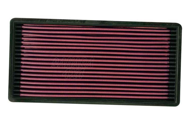 Filtro K&N Air Filter para reemplazo Jeep Cherokee 2.5 Gasolina; 4.0 Gasolina 88-95 - K&N 33-2018: Alto 4 cm x Largo 34 cm x Ancho 16.7 cm. 