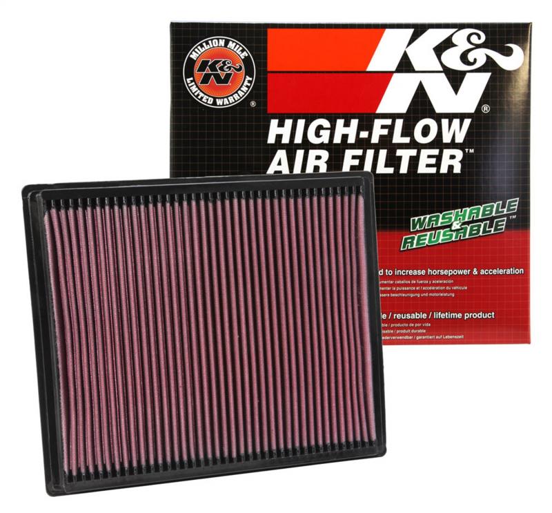 Filtro K&N Air Filter para reemplazo Nissan Pathfinder 4.0 Gasolina(05-07), 5.6 Gasolina(04-09) - K&N 33-2286: Alto 2.5 cm x Largo 28.9 cm x Ancho 24.4 cm. 