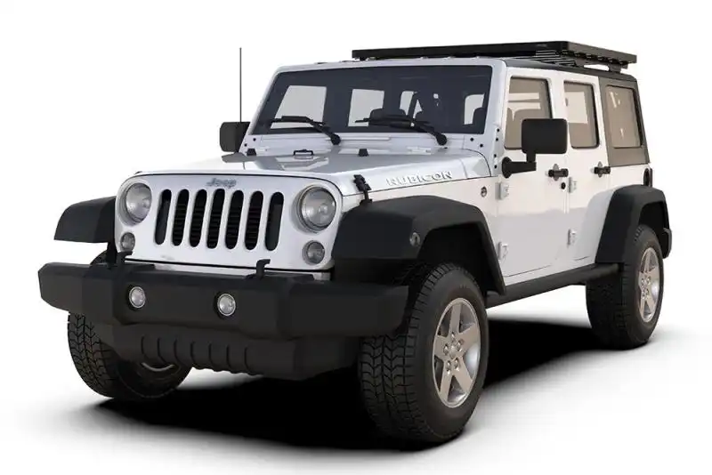 Roof Rack Front Runner Jeep Jeep Wrangler JK 5 Doors 1/2 Extreme Slimline II  - This Slimline II 1/2 rack kit contains all the components needed to mount the Slimline II cargo carrying rack to a Jeep JK 4 door 2007-2018 including the Slimline II Tray (1425mm x 1358mm), the Jeep Extreme Mounting System and a Wind Deflector.