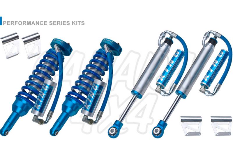 Kit 4 King Shocks 2.5 for Mitsubishi Montero DID V60 & BK80 - King OEM Performance Series Shocks
Front 2.5 Coilovers w/ Internal Res (With front springs)
Rear 2.5 Shocks w/ Remote Res