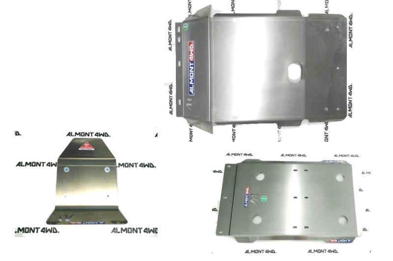 Pack Protectores Almont 4WD  Land Cruiser 120; Frontal+Cambio+Deposito 6mm+Diferencial trasero