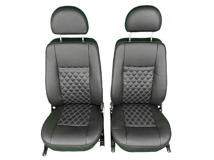 Kit de tapicera de asiento Double Diamond Defender PUMA color blanco en Negro - Pareja de fundas de asiento