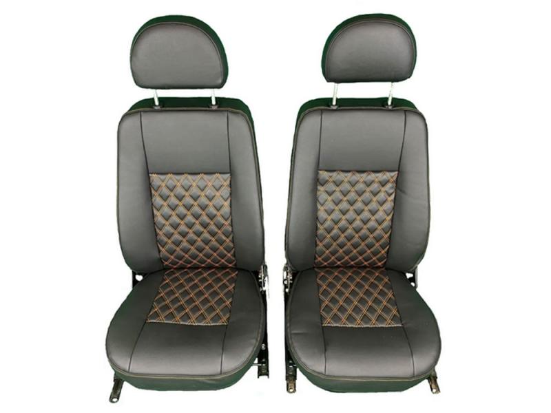 Kit de tapicera de asiento Double Diamond Defender PUMA color Naranja en Negro - Pareja de fundas de asiento