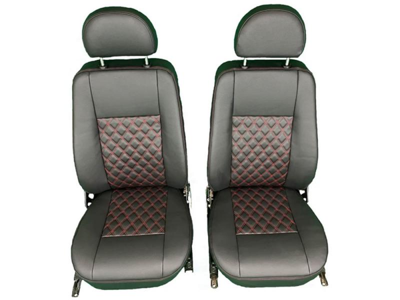 Kit de tapicera de asiento Double Diamond Defender PUMA color Rojo en Negro - Pareja de fundas de asiento