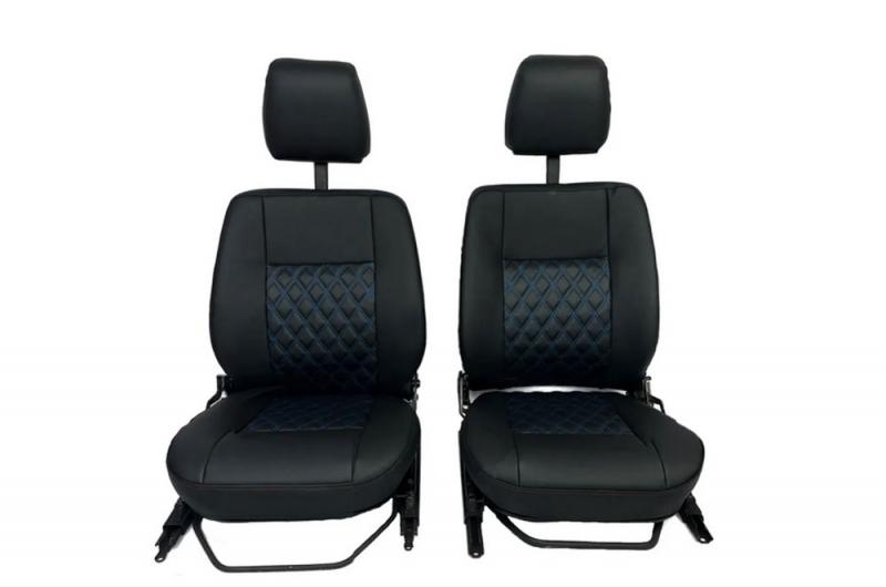 Kit de tapicera de asiento Double Diamond Defender color azul en negro - Pareja de fundas de asiento