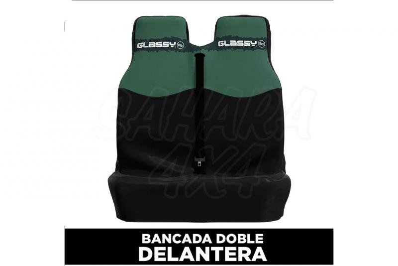 Funda de asiento doble delantera impermeable GLASSY Army (Verde militar y negro)