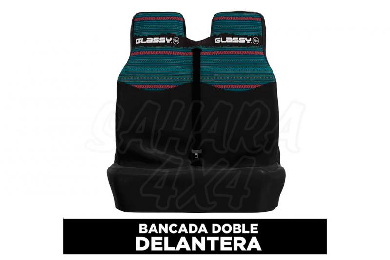 Funda de asiento doble delantera impermeable GLASSY Fiji (Estampado Fiji) - * Comprobar medidas y compatibilidad en detalles. Precio por unidad.