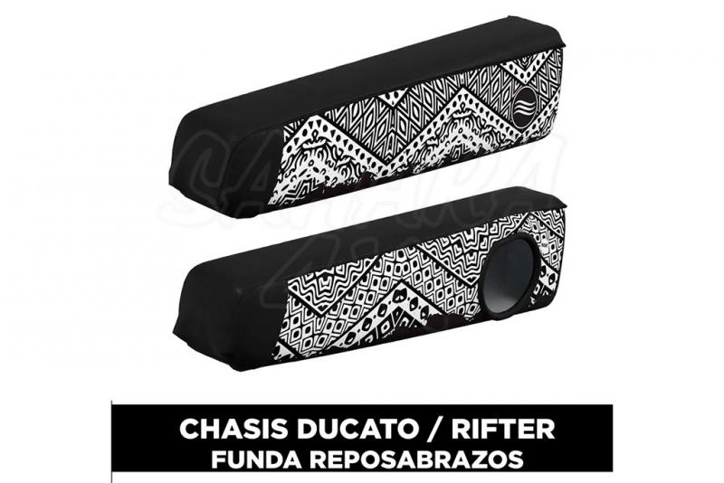 Funda reposabrazos Ducato/Rifter impermeable GLASSY Etnica (Blanco y negro)