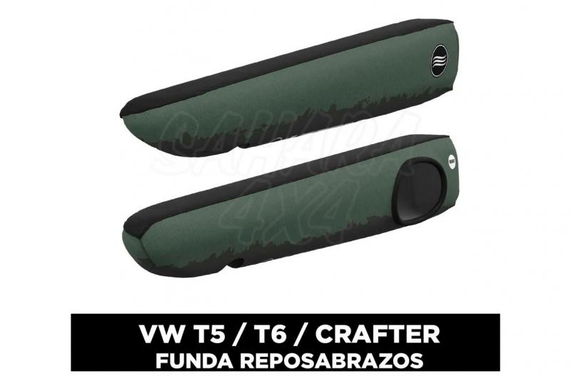 Funda reposabrazos VW T5/T6/Crafter impermeable GLASSY Army (Verde militar y negro) - * Comprobar medidas y compatibilidad en detalles. Precio por pareja.