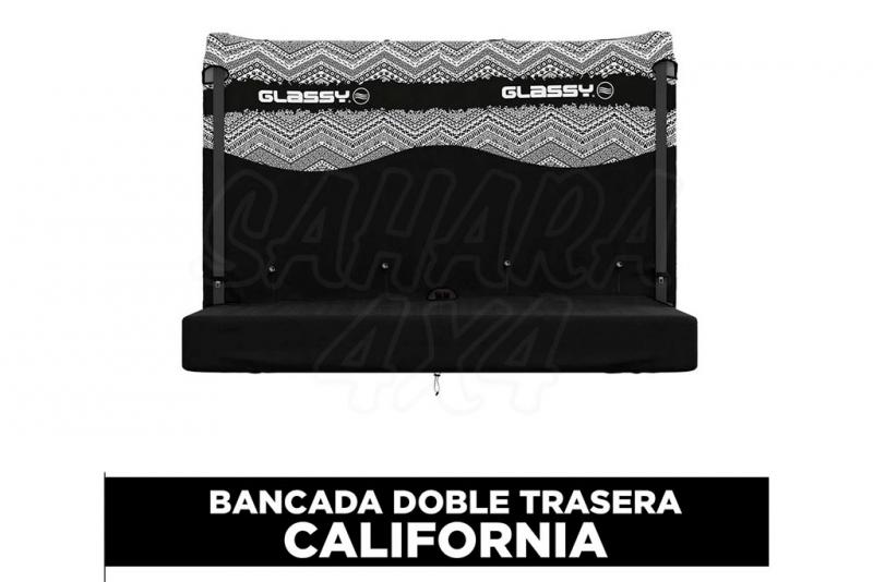 Funda de asiento doble trasera impermeable para VW California GLASSY Etnica (Blanco y negro)