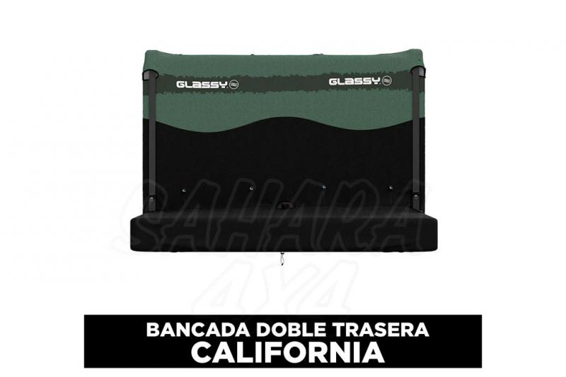 Funda de asiento doble trasera impermeable para VW California GLASSY Army (Verde militar y negro)