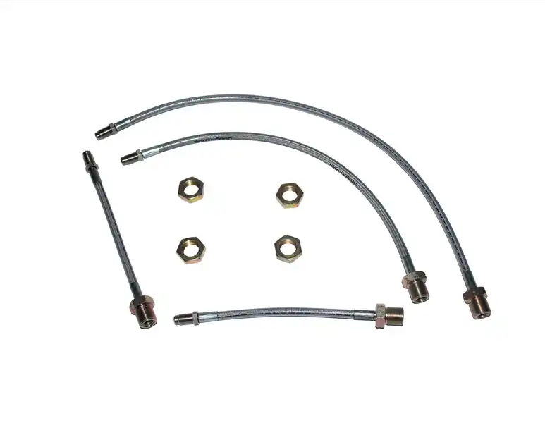 Metallic brake line for Toyota LandCruiser PZJJ70/PZJ73/PZJ75 - Set of 4 coated stainless reinforced brake hoses (front and rear)(+7 cm compared to the original)