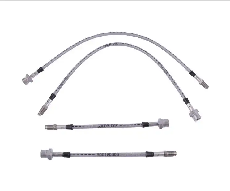 Metallic brake line +7cm for Toyota Land Cruiser BJ42/BJ45/BJ45 - Set of coated stainless reinforced brake hoses (front and rear)