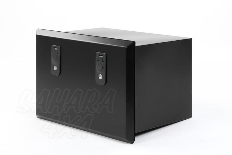 Side storage box, stainless steel for 110 HT - mounting location in the middle, cover black 