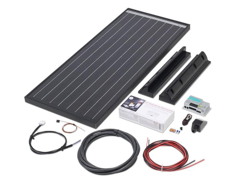 Dometic Bttner MT 80MC Kit  - Complete solar system, 1 x 80 W, multi-cell. This BLACK LINE complete system works with a powerful 80-watt glass module.