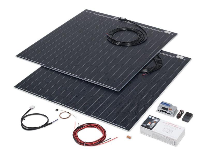 Dometic Bttner MT 340FLQ - This FLAT LIGHT Q complete system was specially developed for camper vans and vans. The two ultra-flat, ultra-light 170-watt solar panels take up very little space on the roof.