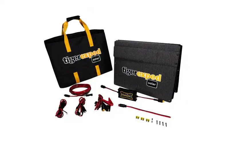 Bolsa solar grande Tiger Monsun Edition 160 Wp, impermeable, con cargador solar MPPT y juego de