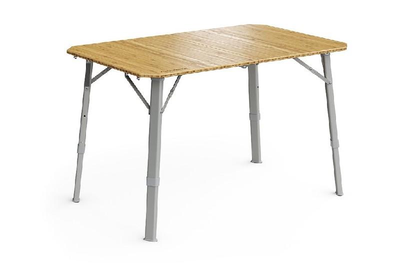 Dometic GO Compact Camp Table / Bamboo - The unique design of Dometics CMP T4 Table features a resilient surface and sturdy construction that folds down to half its size for simple transport.