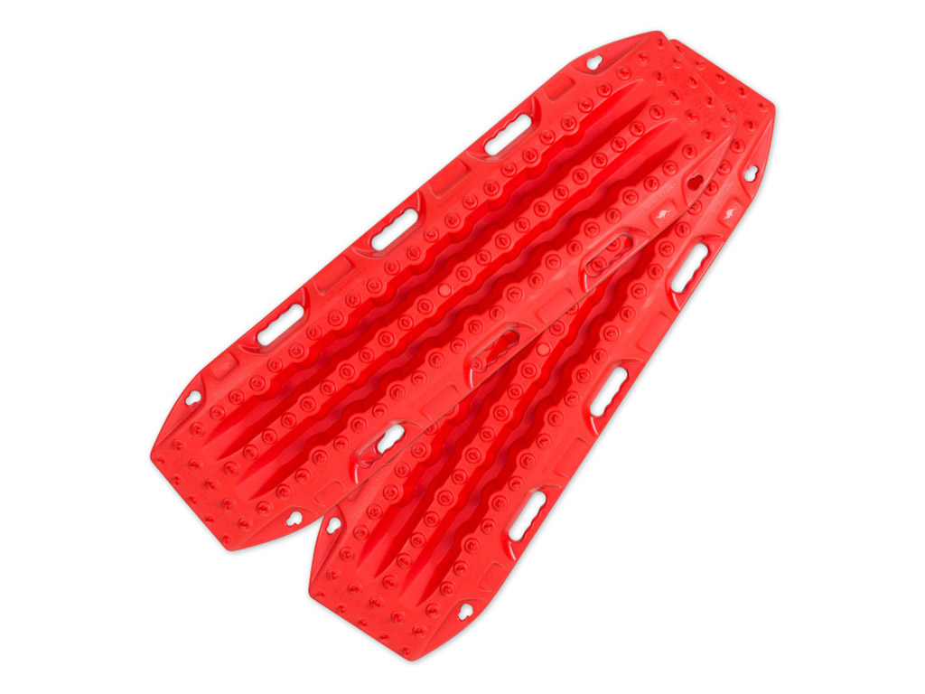 MAXTRAX MKII / Red  - These advanced 4WD, lightweight and tough MAXTRAX MKII recovery devices use integrated teeth that grip into a tyres/tires tread to provide traction in sand, mud or snow.